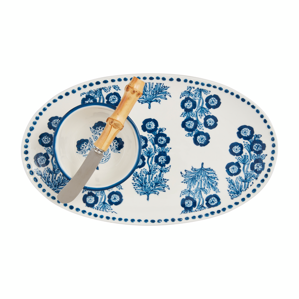 Block Print Tray And Tidbit Set