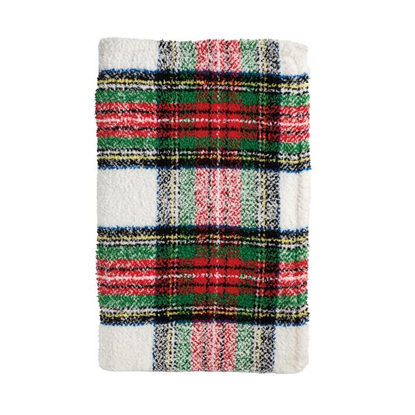 White Tartan Chenille Blanket - Bria Blair Creative