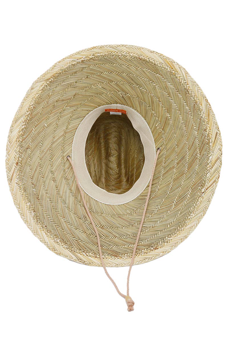Wide Dome Brim Rush Straw Woven Lifeguard Hat: Natural - Bria Blair Creative
