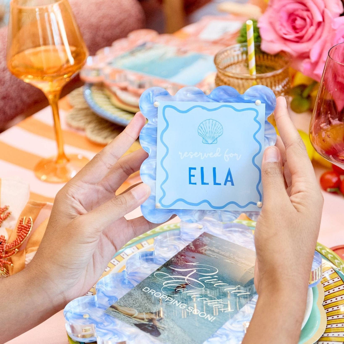 Blue Marbled Mini Acrylic Picture Frame