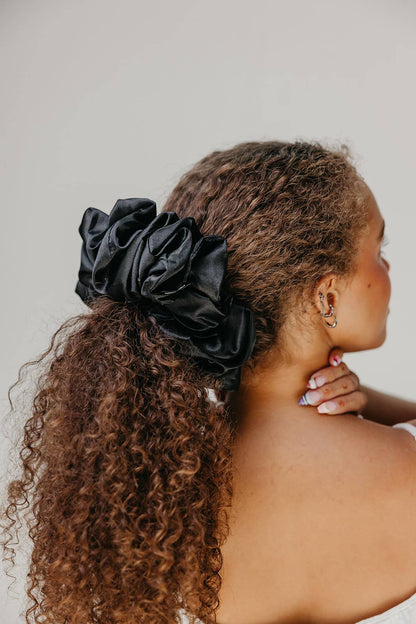 JUMBO SLEEP SATIN SCRUNCHIES: DARK BROWN