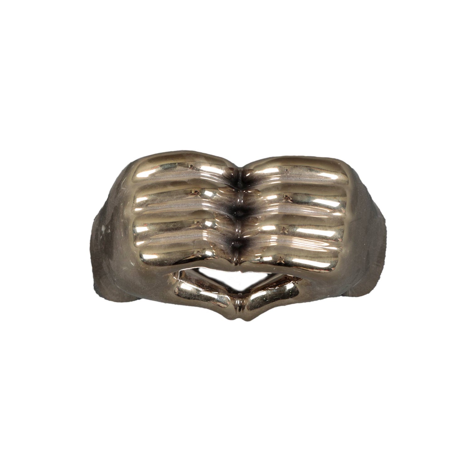 Metallic Heart Hands Figurine: Metallic Pink