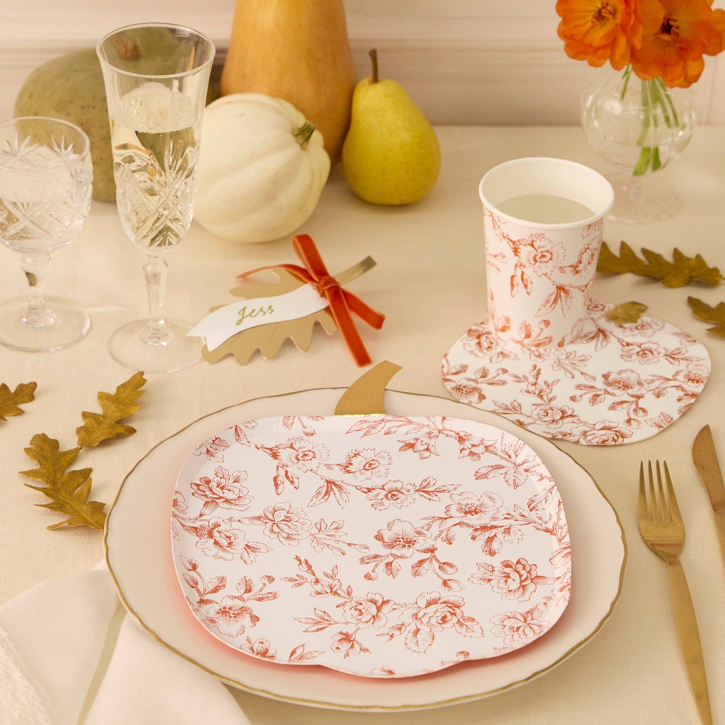 Toile Pumpkin Plates
