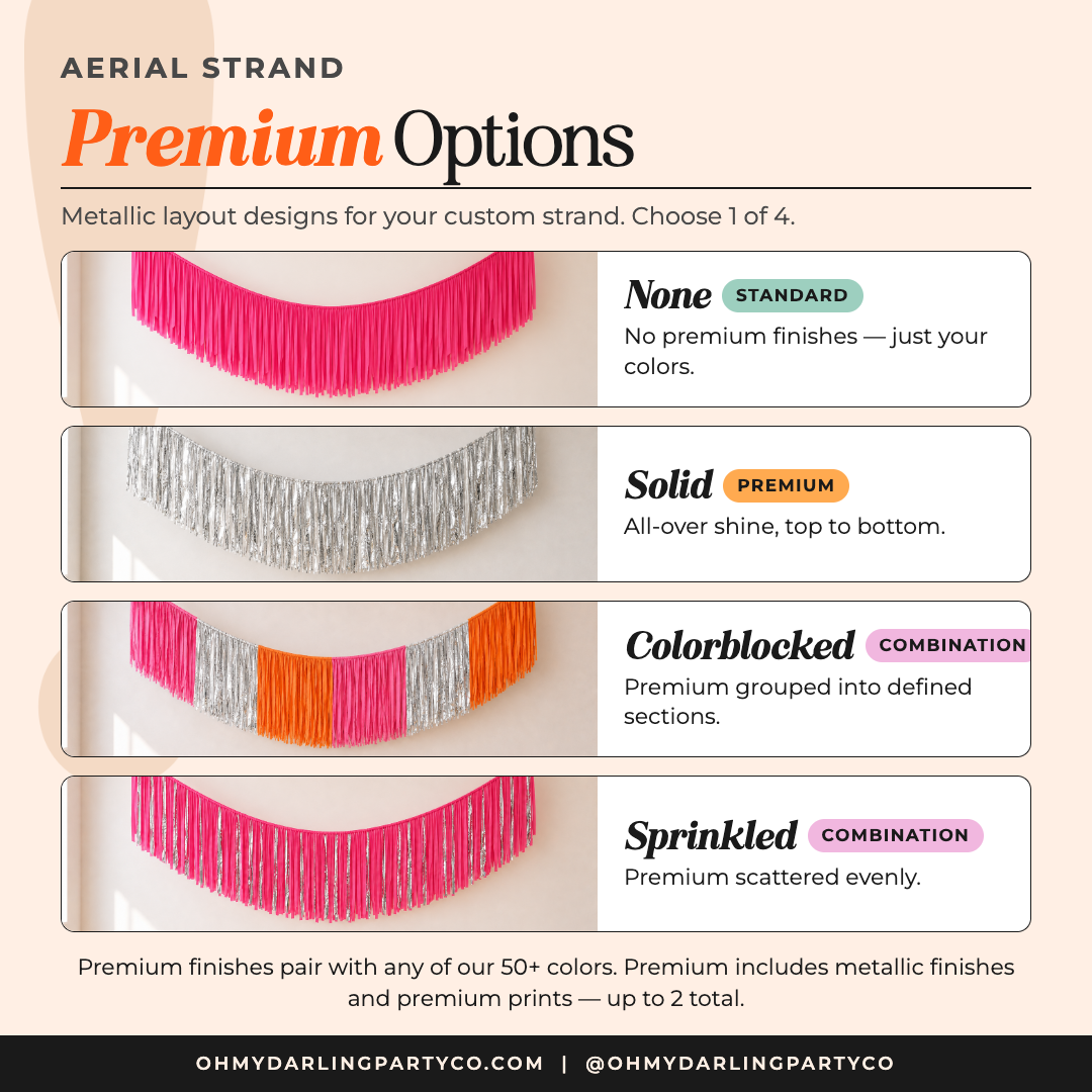 Custom Aerial Ceiling Fringe Strand: 16 Feet / Premium