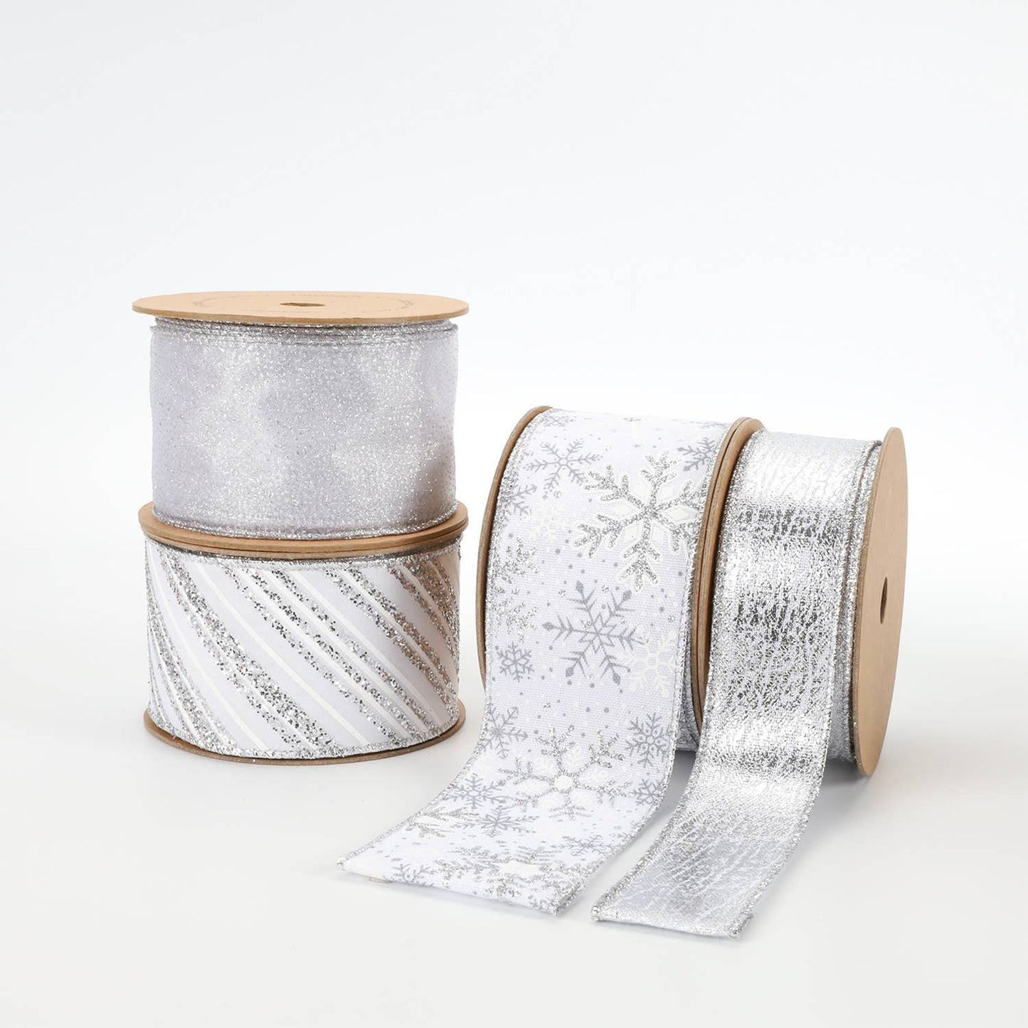 1 1/2" Wired Ribbon | "Faux Leather" Silver | 10 Yard Roll - Bria Blair Creative