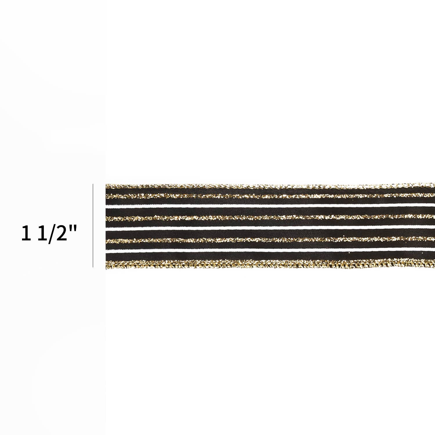 1 1/2" Wired Ribbon | "Glitter Striped" Black/White/Gold | 10 Yard Roll - Bria Blair Creative
