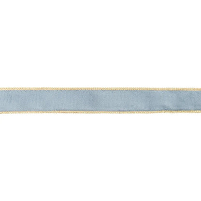 1" Reversible Classic Velvet Wired Ribbon | Capri Blue/Gold | 10 Yard Roll - Bria Blair Creative