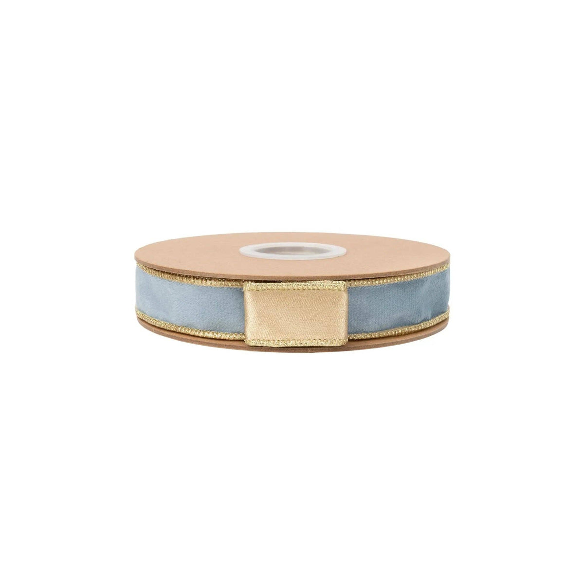 1" Reversible Classic Velvet Wired Ribbon | Capri Blue/Gold | 10 Yard Roll - Bria Blair Creative