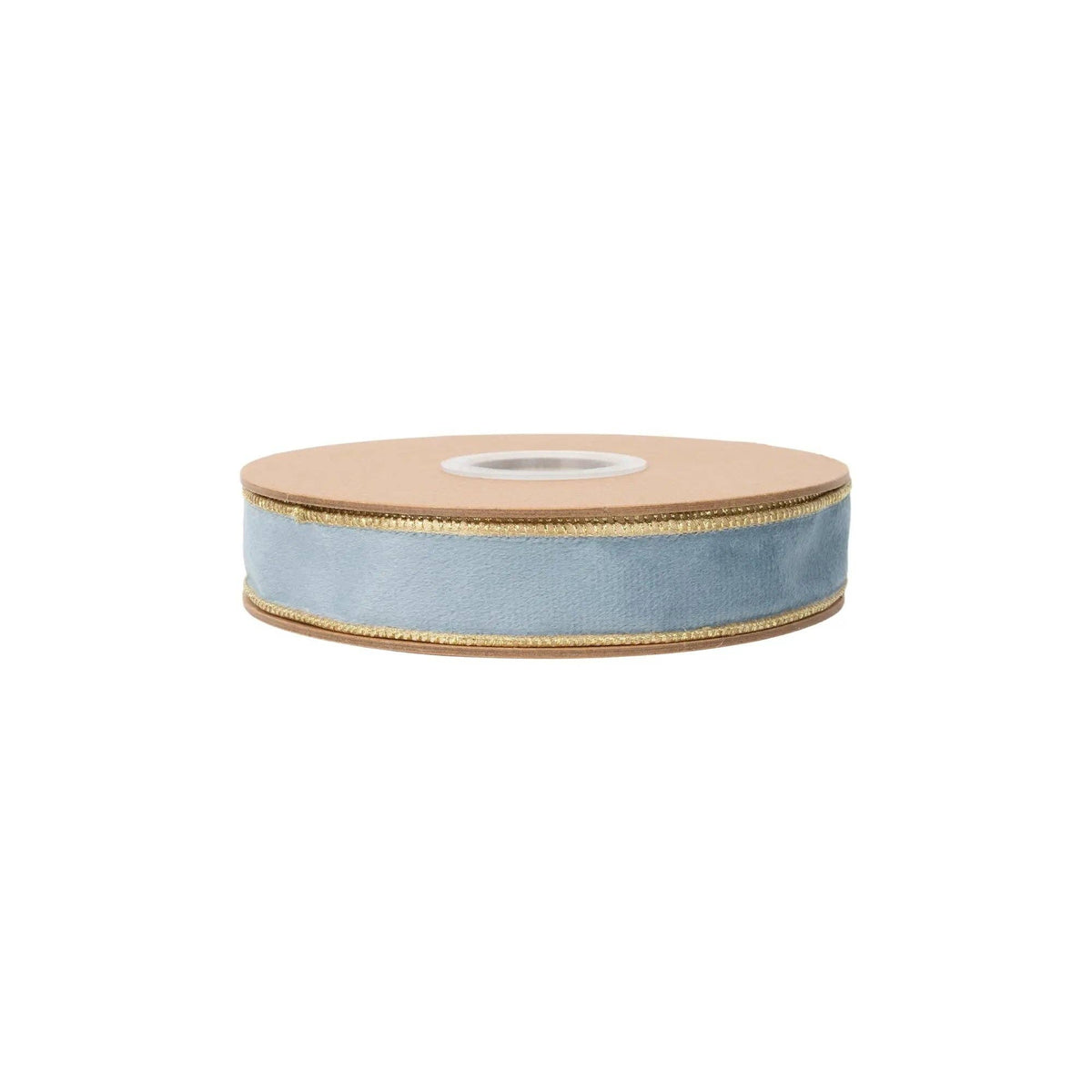 1" Reversible Classic Velvet Wired Ribbon | Capri Blue/Gold | 10 Yard Roll - Bria Blair Creative