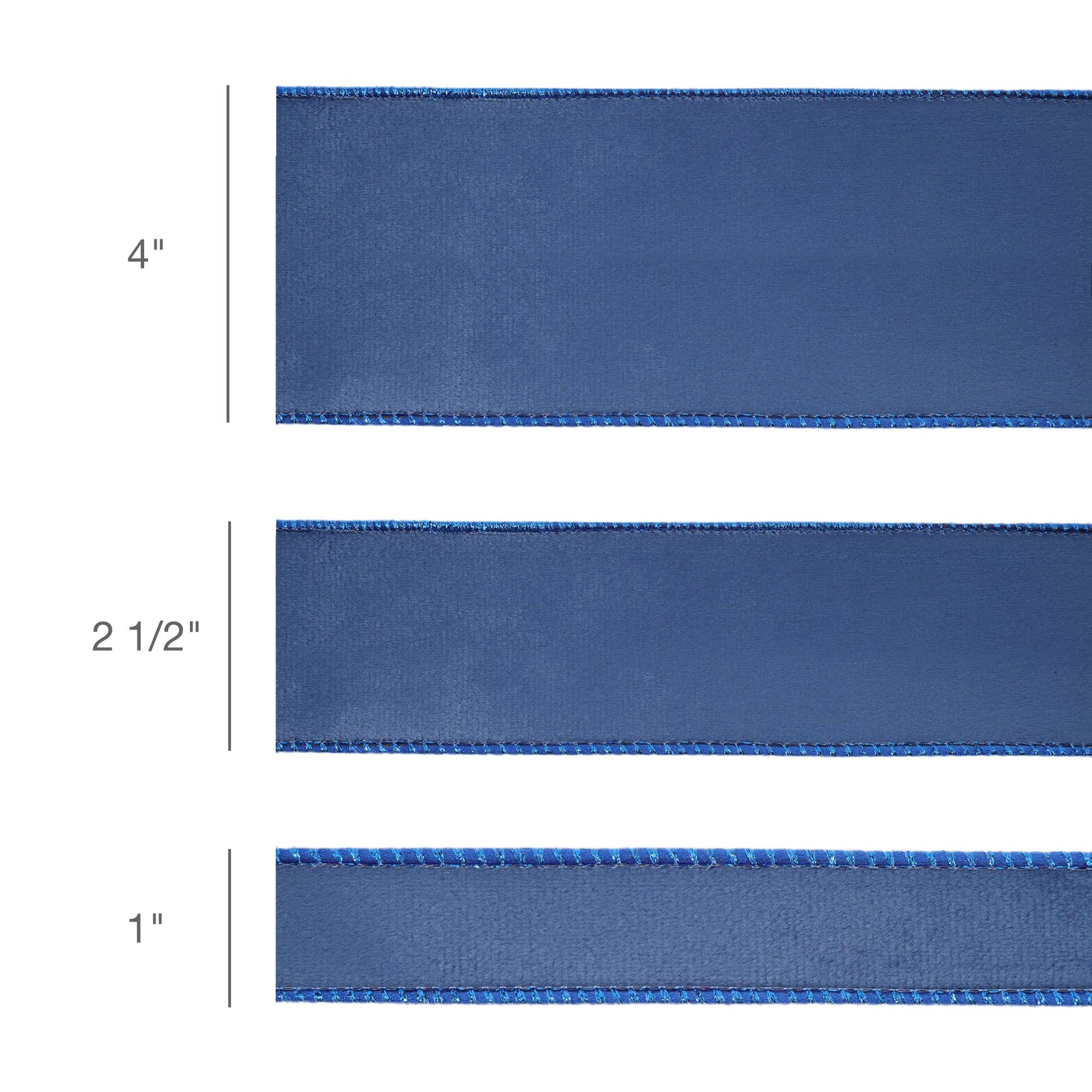 1" Reversible Classic Velvet Wired Ribbon | Electric Blue/Shimmer Blue | 10 Yard Roll - Bria Blair Creative