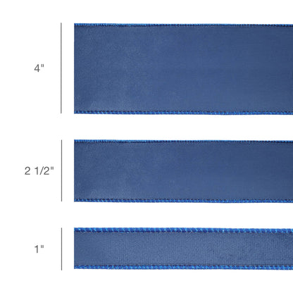 1" Reversible Classic Velvet Wired Ribbon | Electric Blue/Shimmer Blue | 10 Yard Roll - Bria Blair Creative