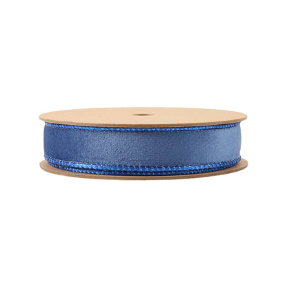 1" Reversible Classic Velvet Wired Ribbon | Electric Blue/Shimmer Blue | 10 Yard Roll - Bria Blair Creative