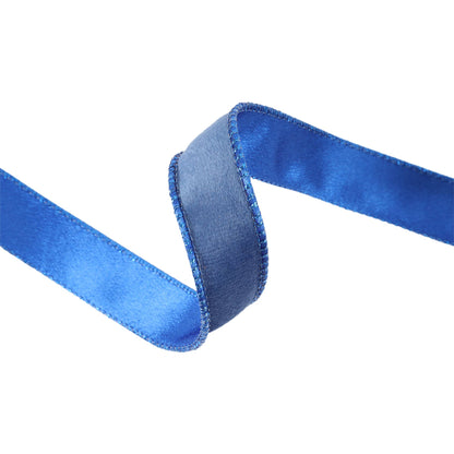 1" Reversible Classic Velvet Wired Ribbon | Electric Blue/Shimmer Blue | 10 Yard Roll - Bria Blair Creative