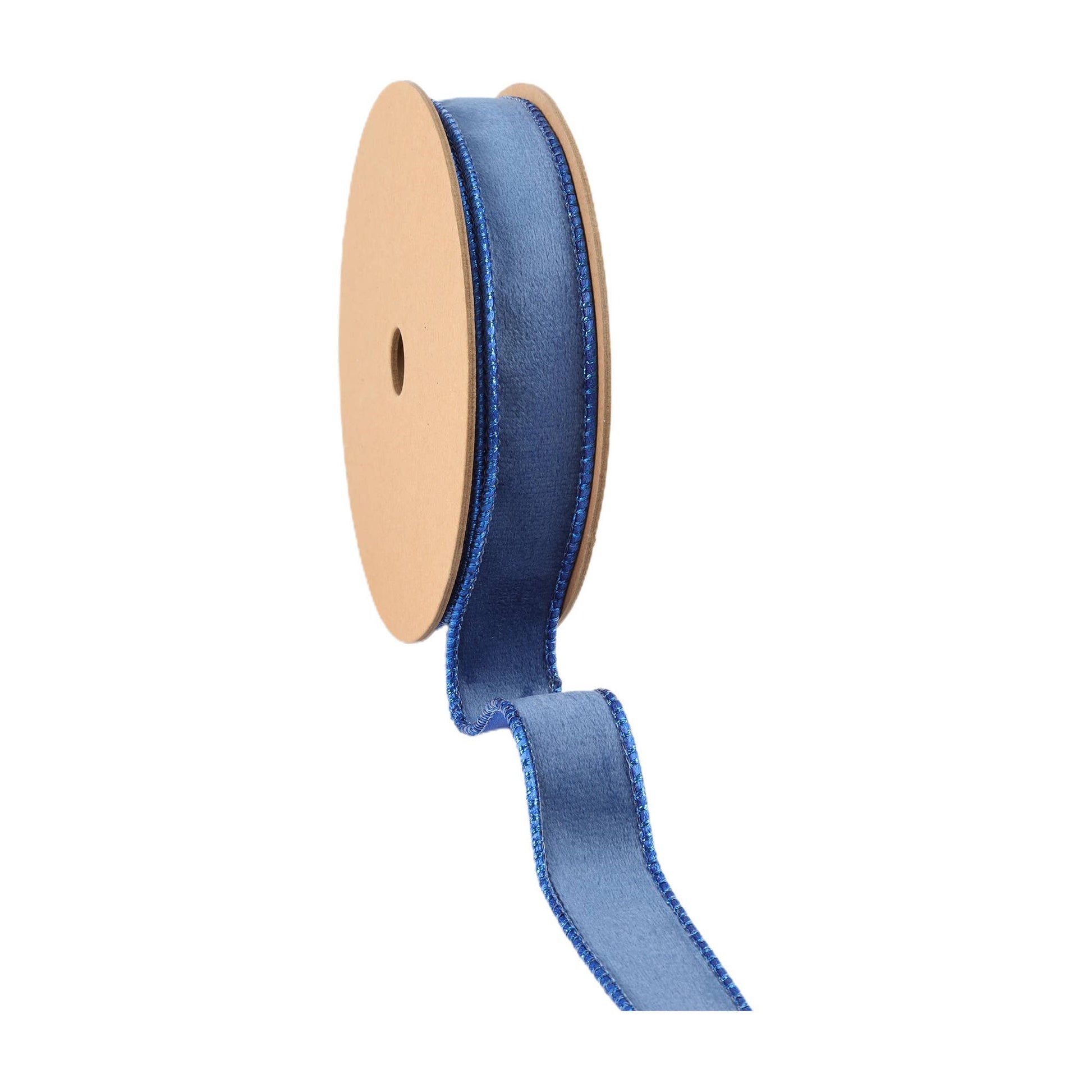 1" Reversible Classic Velvet Wired Ribbon | Electric Blue/Shimmer Blue | 10 Yard Roll - Bria Blair Creative