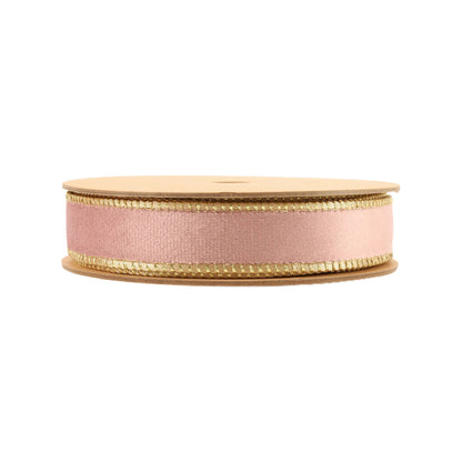 1" Reversible Classic Velvet Wired Ribbon | Pink/Gold | 10 Yard Roll - Bria Blair Creative