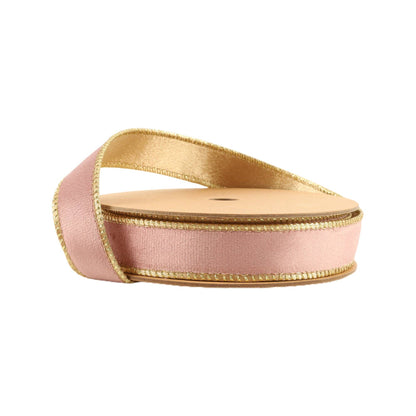 1" Reversible Classic Velvet Wired Ribbon | Pink/Gold | 10 Yard Roll - Bria Blair Creative
