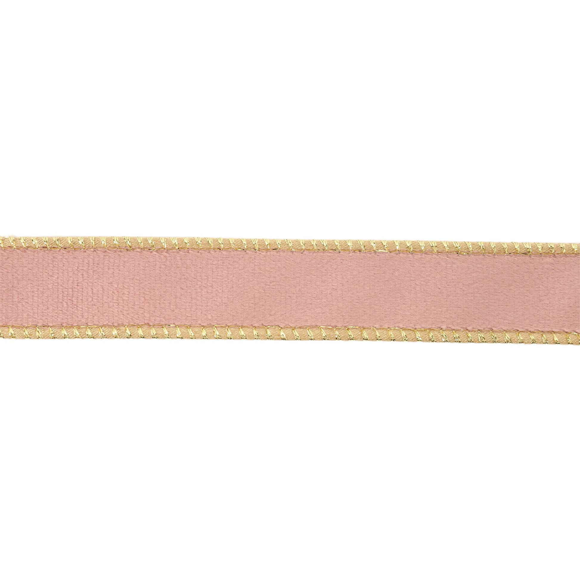 1" Reversible Classic Velvet Wired Ribbon | Pink/Gold | 10 Yard Roll - Bria Blair Creative