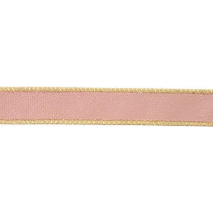 1" Reversible Classic Velvet Wired Ribbon | Pink/Gold | 10 Yard Roll - Bria Blair Creative