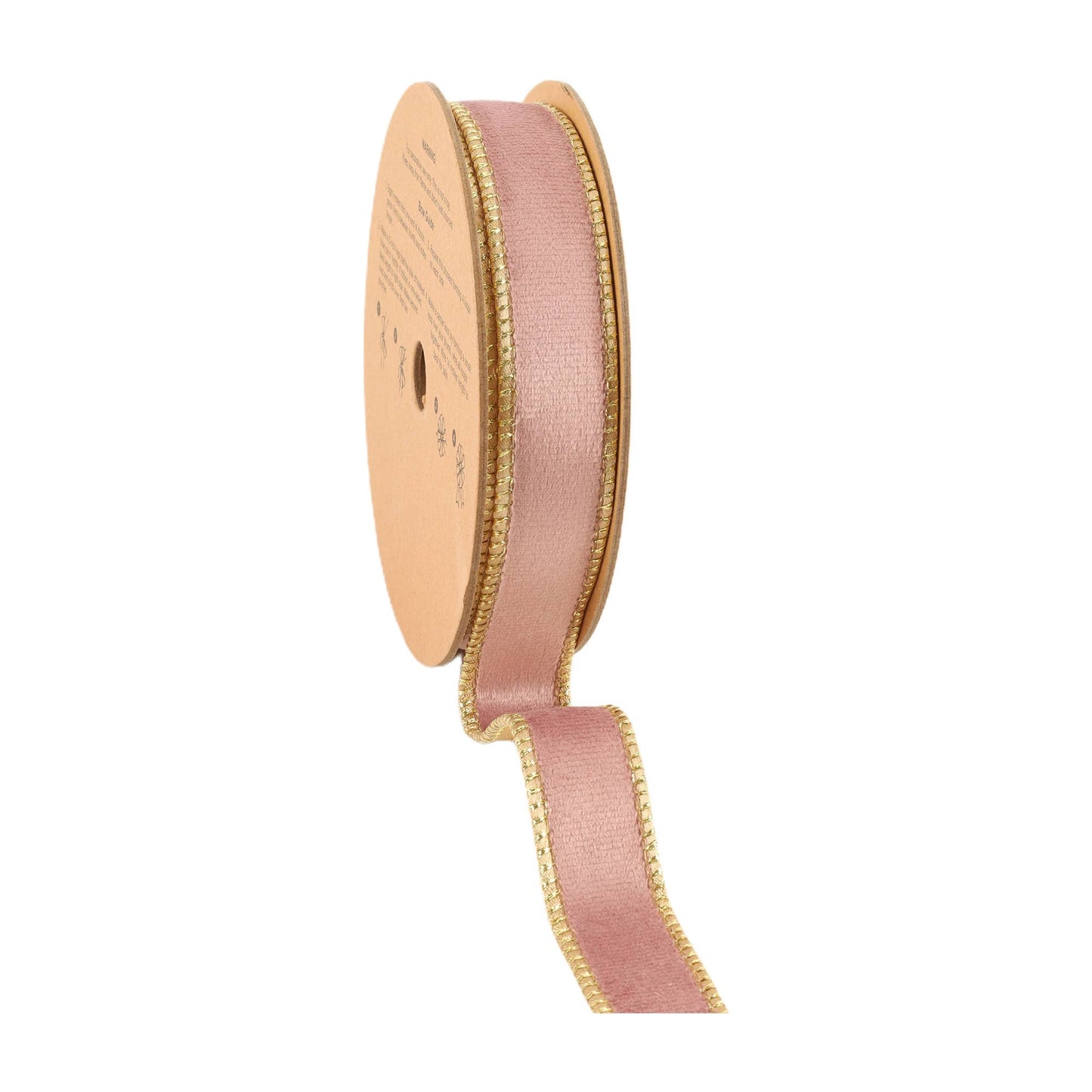 1" Reversible Classic Velvet Wired Ribbon | Pink/Gold | 10 Yard Roll - Bria Blair Creative