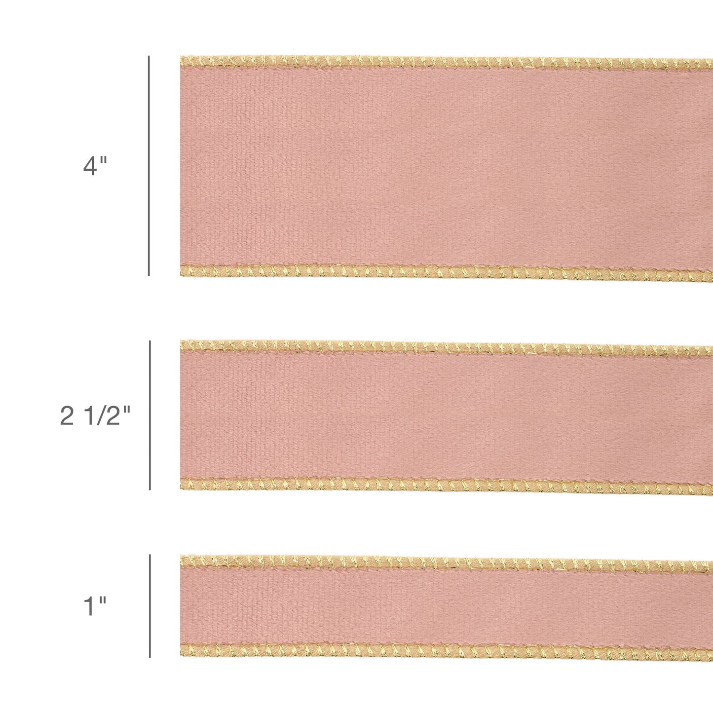 1" Reversible Classic Velvet Wired Ribbon | Pink/Gold | 10 Yard Roll - Bria Blair Creative