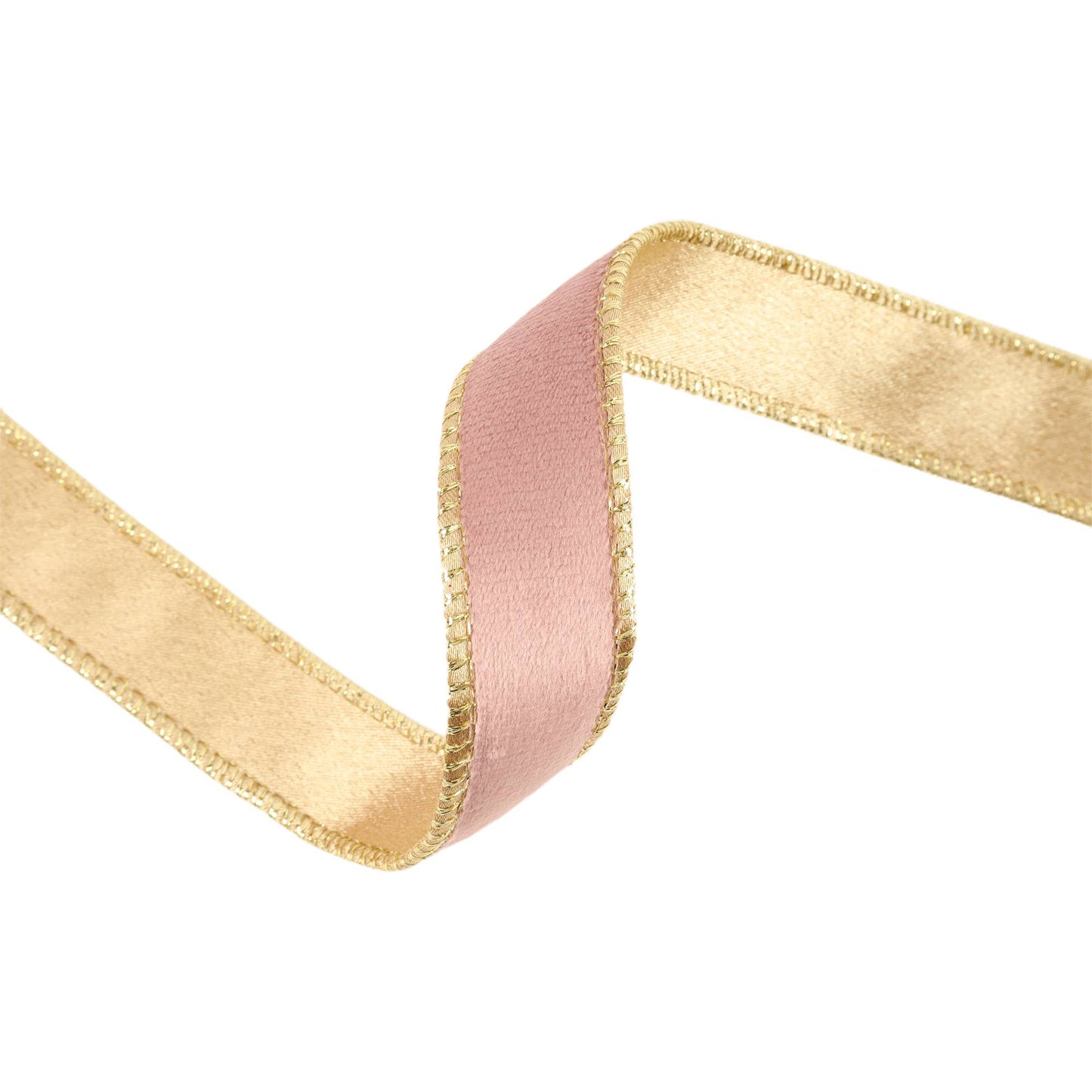 1" Reversible Classic Velvet Wired Ribbon | Pink/Gold | 10 Yard Roll - Bria Blair Creative