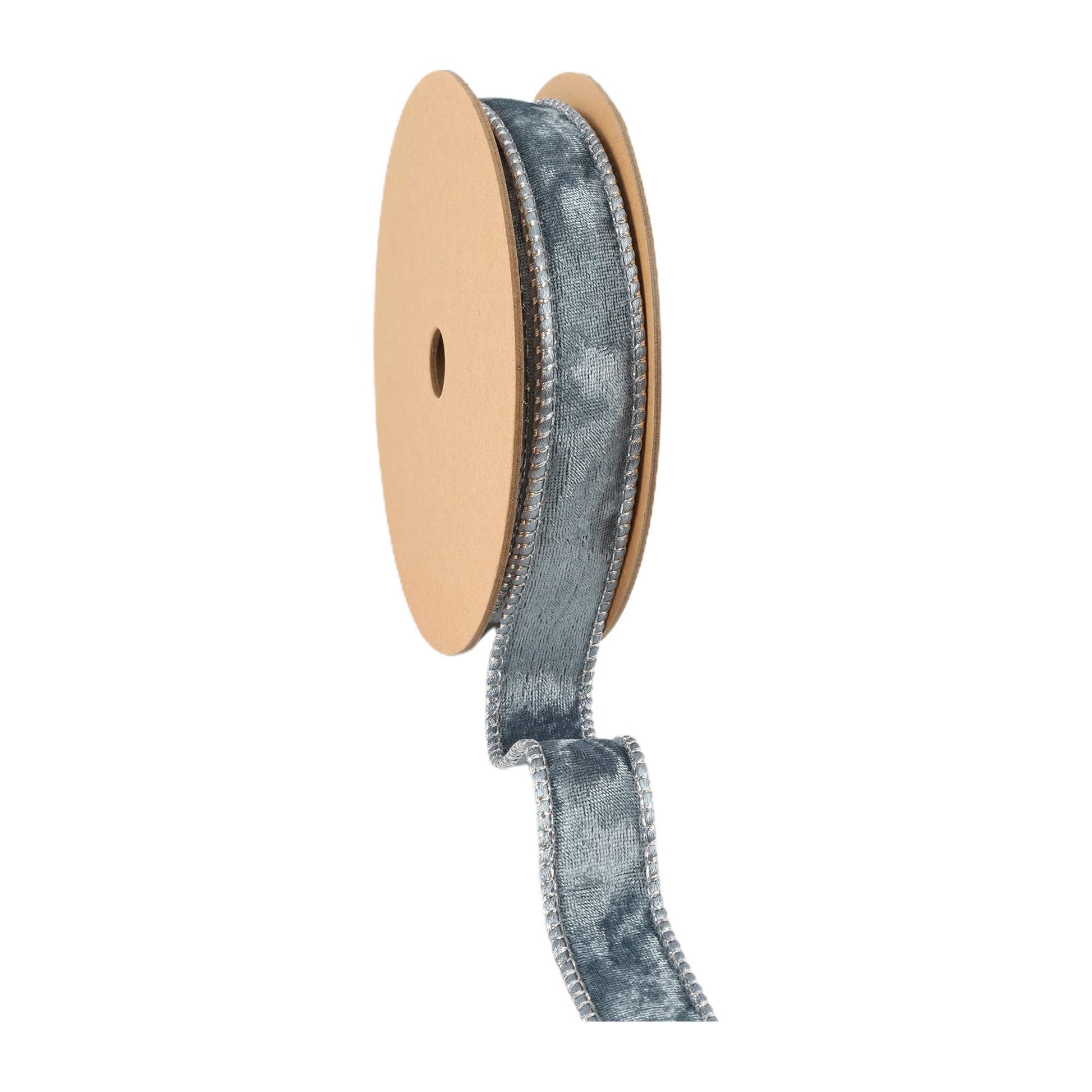 1" Reversible Frosted Velvet Wired Ribbon | Blue/Blue | 10 Yard Roll - Bria Blair Creative