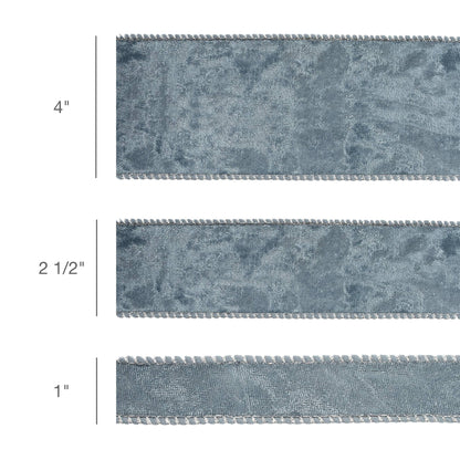 1" Reversible Frosted Velvet Wired Ribbon | Blue/Blue | 10 Yard Roll - Bria Blair Creative