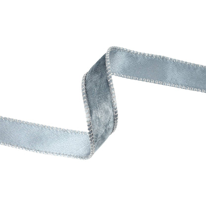 1" Reversible Frosted Velvet Wired Ribbon | Blue/Blue | 10 Yard Roll - Bria Blair Creative