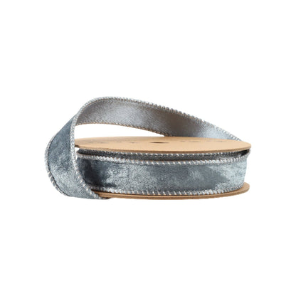 1" Reversible Frosted Velvet Wired Ribbon | Blue/Blue | 10 Yard Roll - Bria Blair Creative