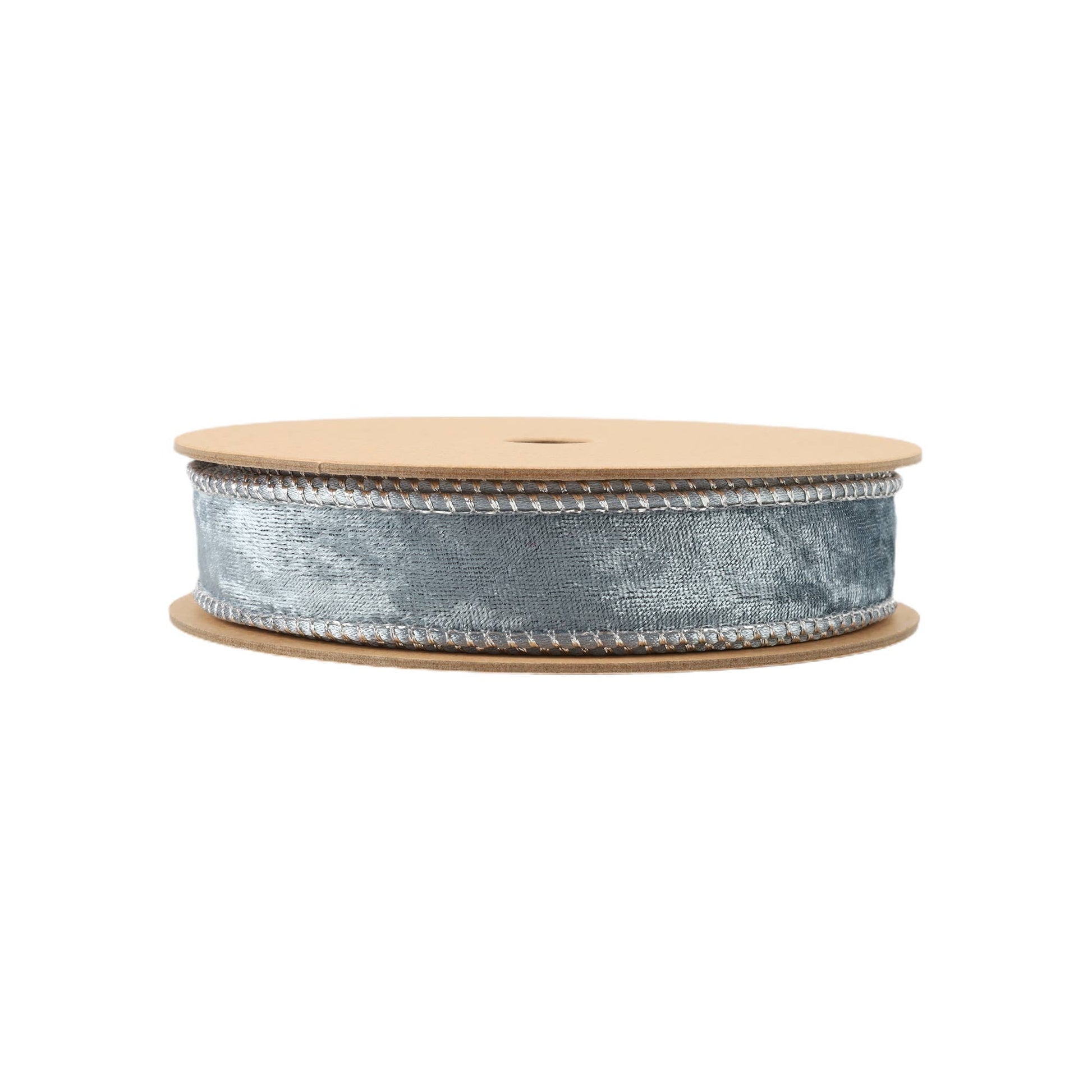 1" Reversible Frosted Velvet Wired Ribbon | Blue/Blue | 10 Yard Roll - Bria Blair Creative