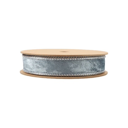 1" Reversible Frosted Velvet Wired Ribbon | Blue/Blue | 10 Yard Roll - Bria Blair Creative