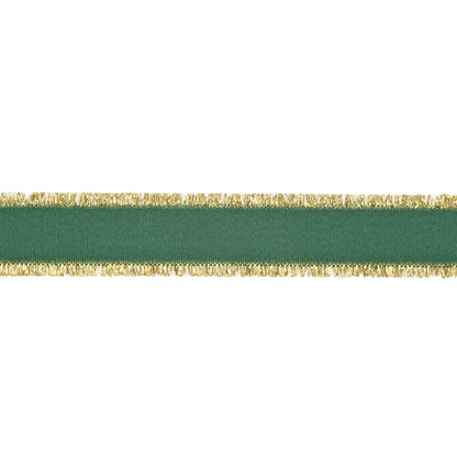 1" Textured Grosgrain Ribbon | Gold Metallic Fringe Green - Bria Blair Creative