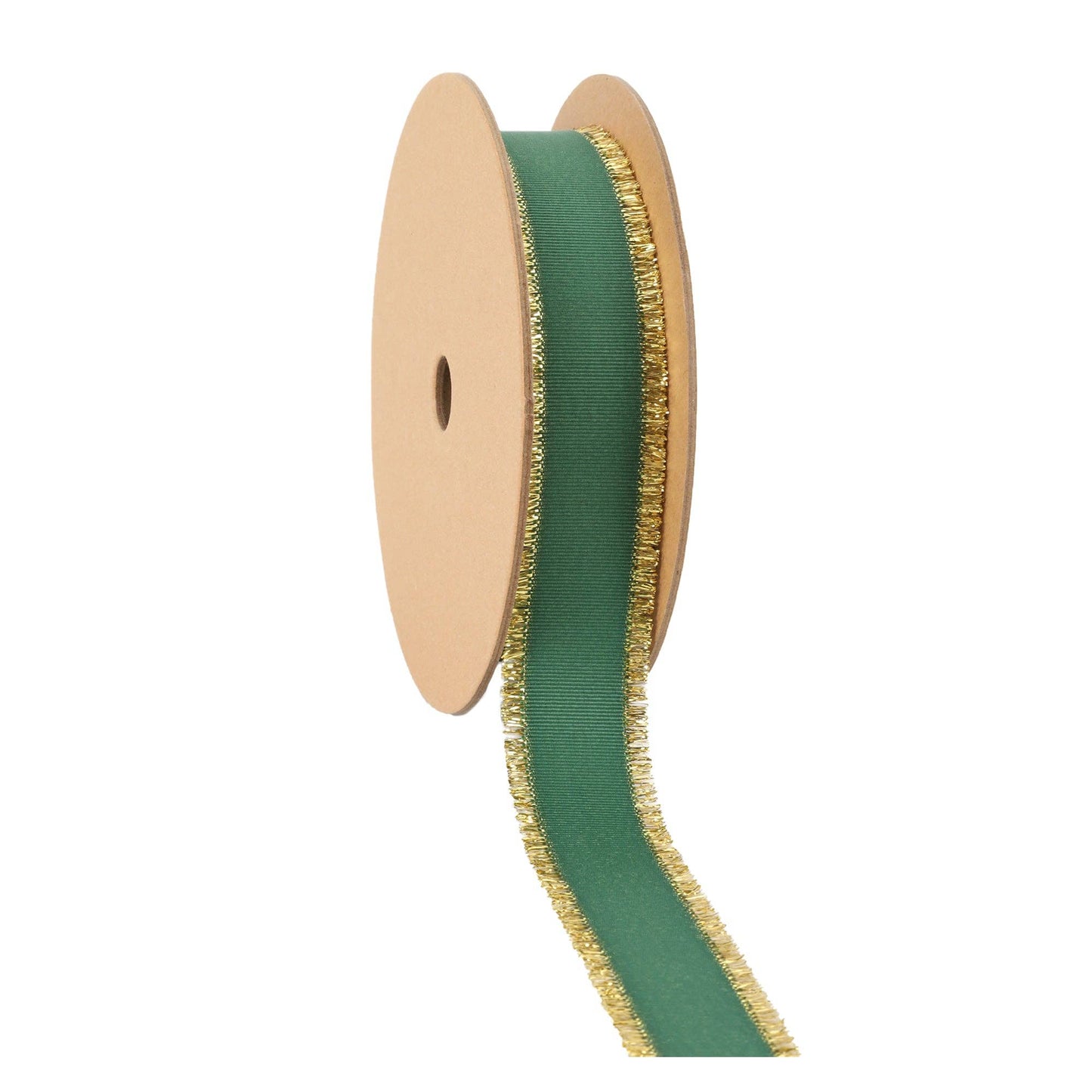 1" Textured Grosgrain Ribbon | Gold Metallic Fringe Green - Bria Blair Creative