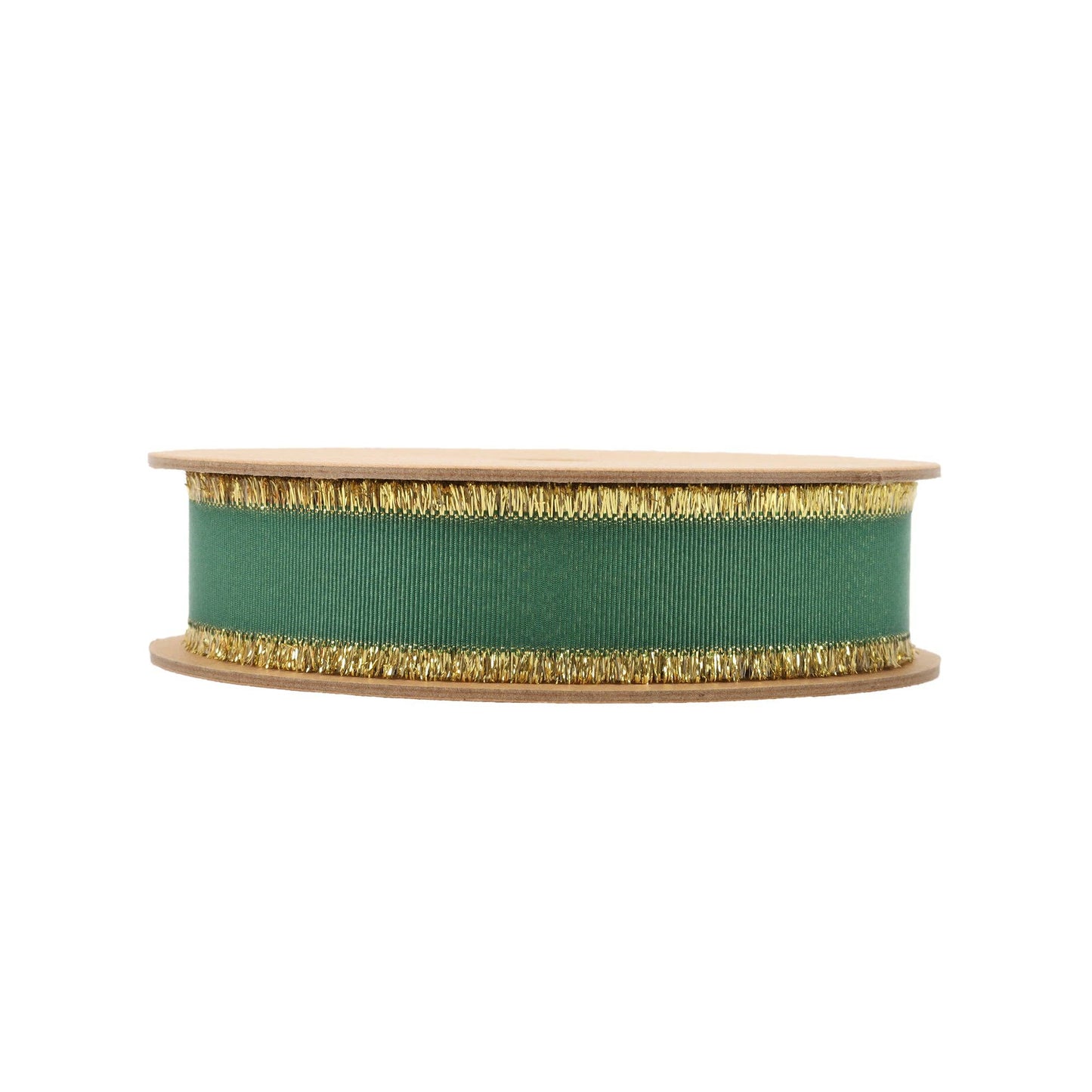 1" Textured Grosgrain Ribbon | Gold Metallic Fringe Green - Bria Blair Creative