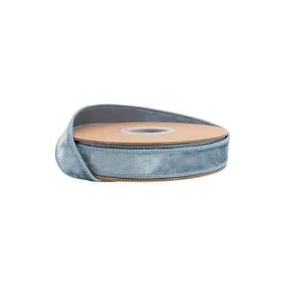 1" Wired Heritage Velvet Ribbon | French Blue | 10 Yard Roll - Bria Blair Creative
