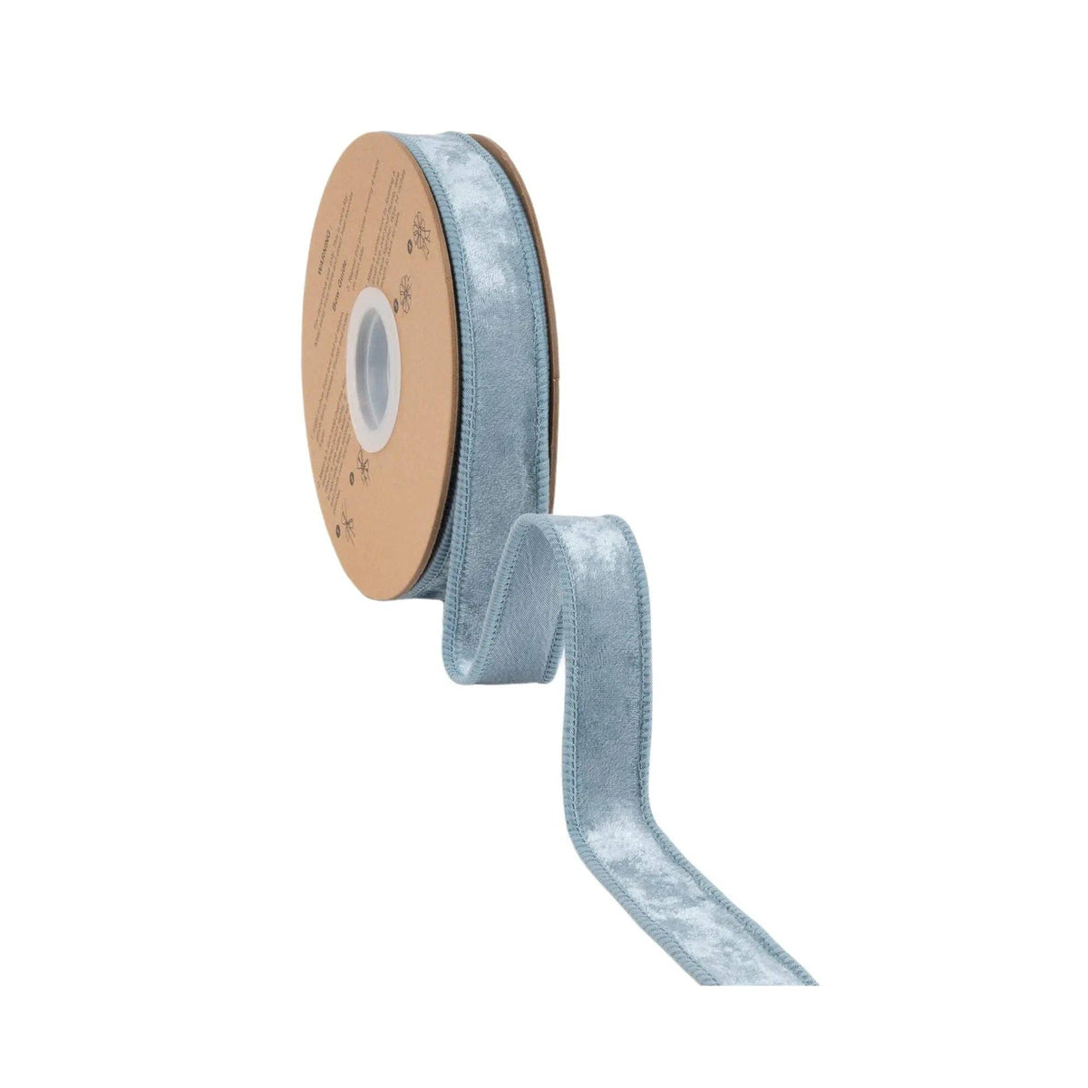 1" Wired Heritage Velvet Ribbon | French Blue | 10 Yard Roll - Bria Blair Creative