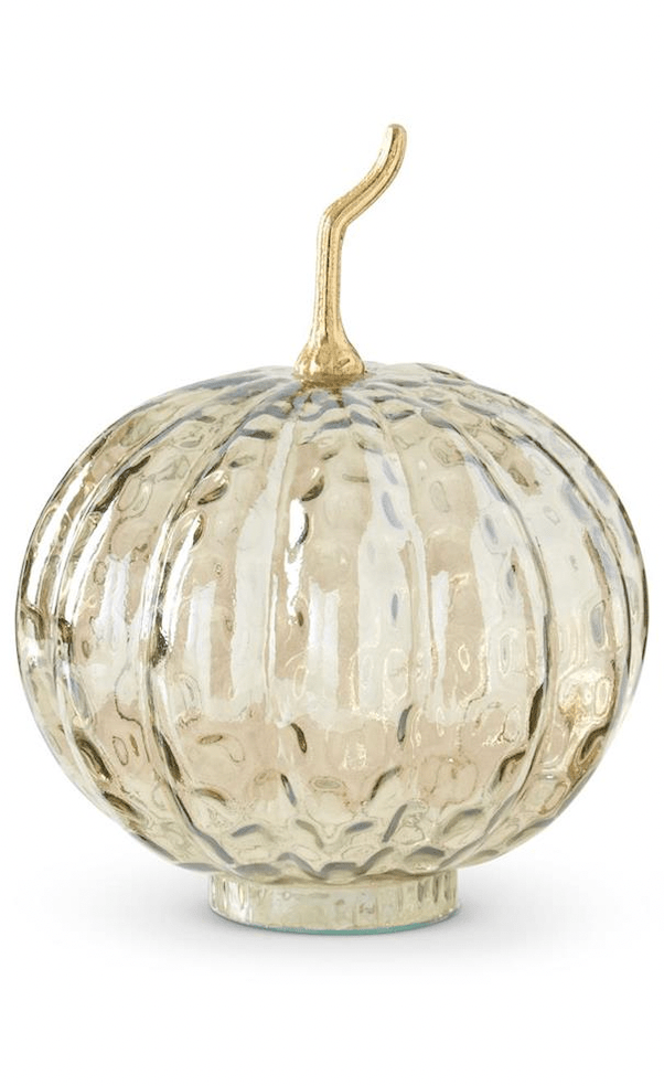 10 Inch Wavy Glass Pumpkin w/Metal Stem - Bria Blair Creative