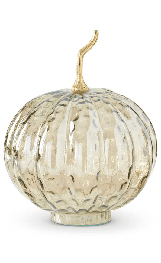 10 Inch Wavy Glass Pumpkin w/Metal Stem - Bria Blair Creative