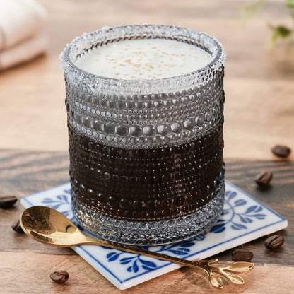 10 oz. Textured Beaded Smoke Grey Old Fashion Drinking Glasses (Set of 6) - Bria Blair Creative