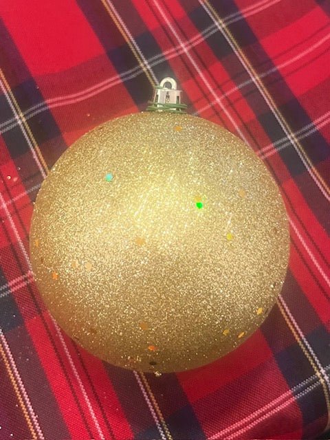 100mm Gold Glittered Round Ornaments - Bria Blair Creative