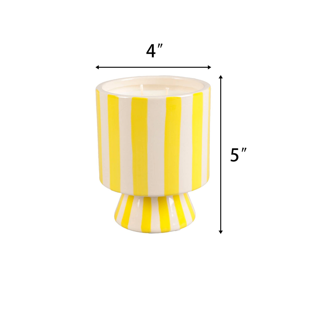 13 oz Yellow Striped Pedestal Candle – Day at the Beach - Bria Blair Creative