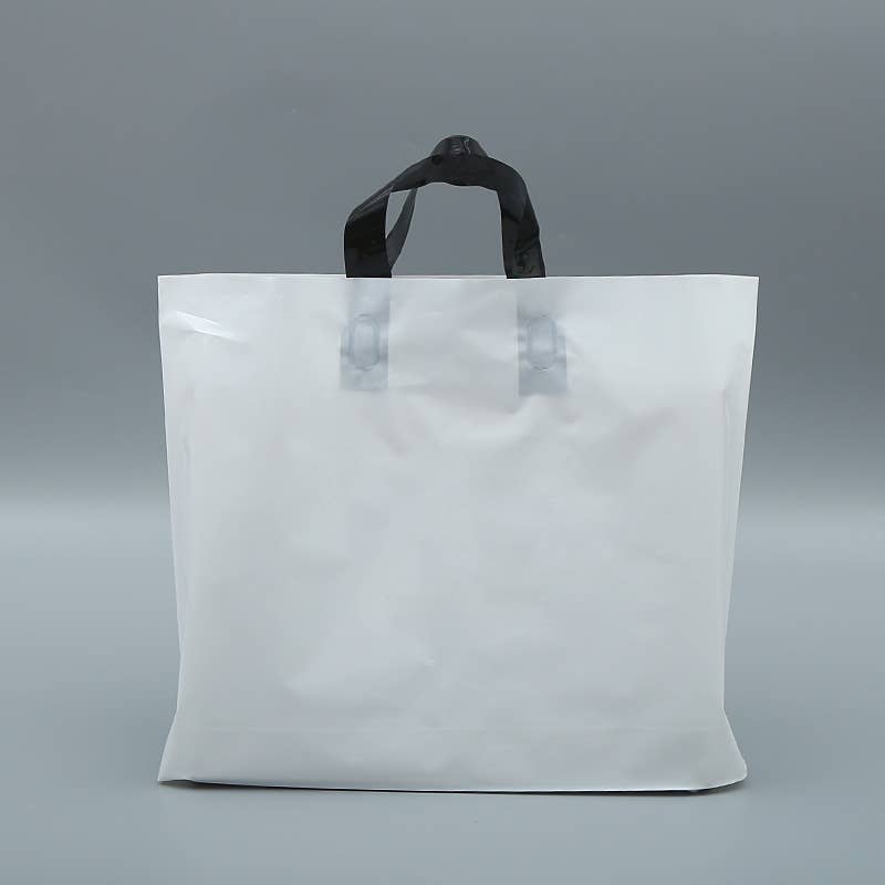 13"x9"& 16"x13"&18"x16" White PVC gift bag with Black handle: Large - Bria Blair Creative