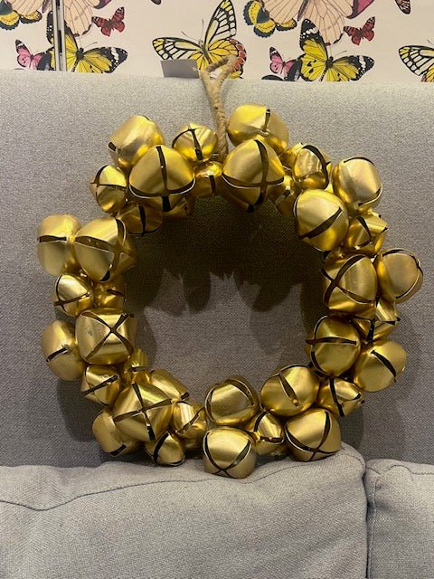 14.25" Gold Jingle Bell Wreath - Bria Blair Creative