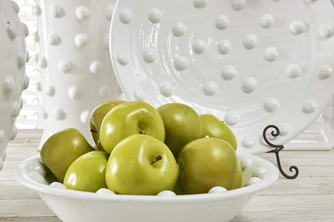 14.5" Glazed Terracotta Bowl with Raised Polka Dots - Bria Blair Creative