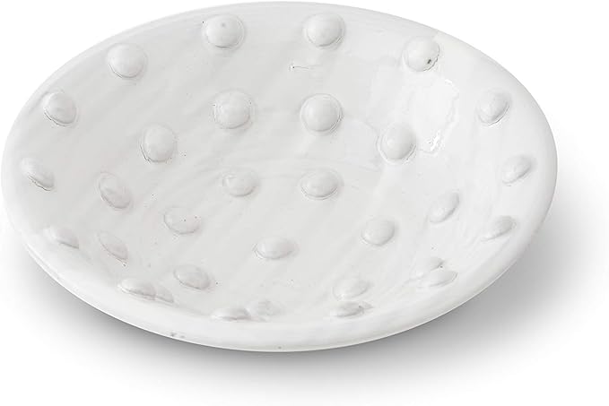14.5" Glazed Terracotta Bowl with Raised Polka Dots - Bria Blair Creative