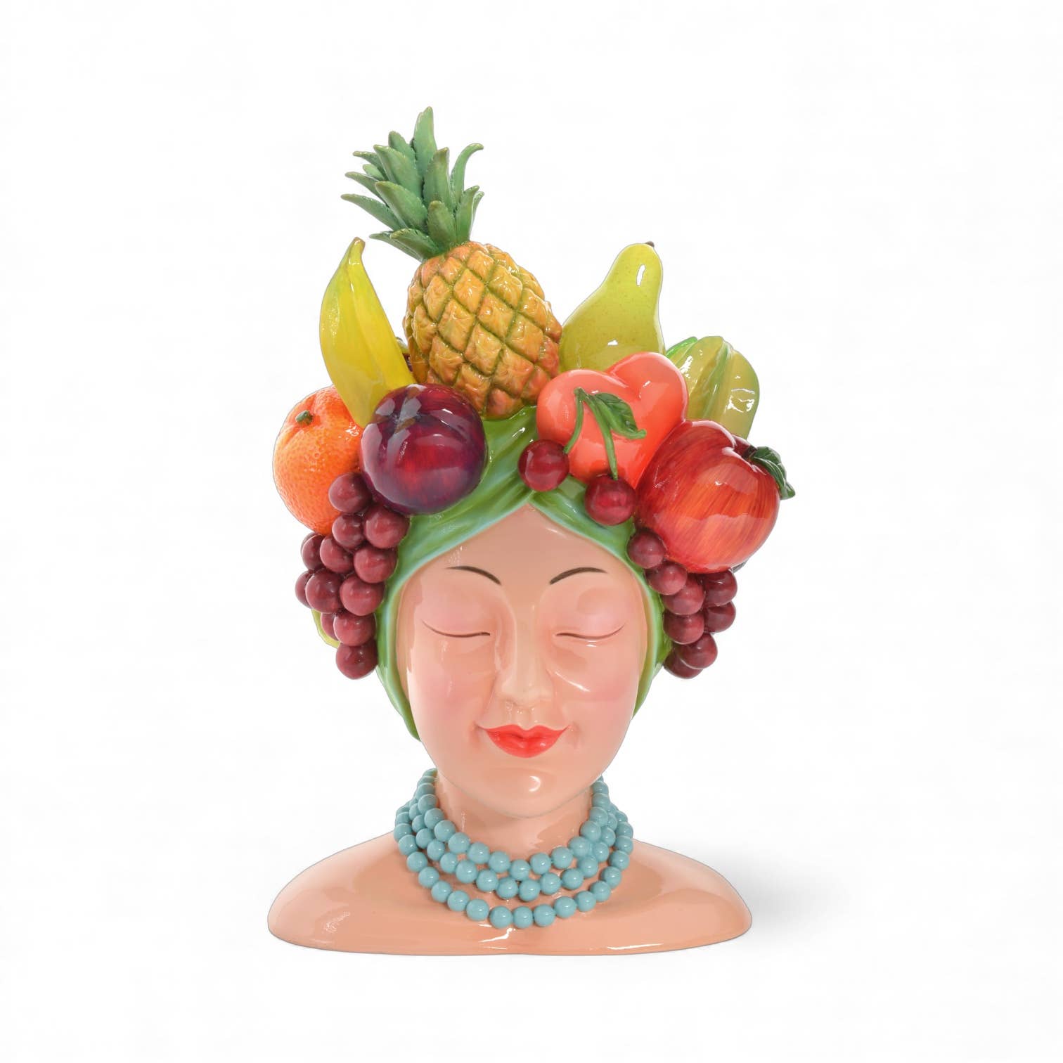14in Fruit Lady Head Vase: Preppy Summer - Bria Blair Creative