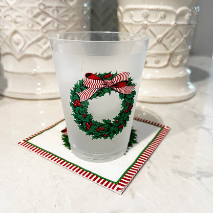 16 oz Shatterproof Cups | Set of 8 | Holly Wreath - Bria Blair Creative