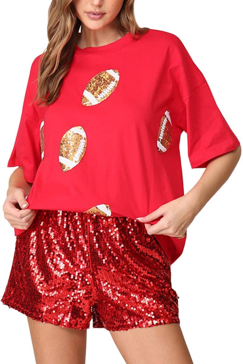 Game Day Dazzling Football T-shirt: WHITE / 2-2-2 (S-M-L)