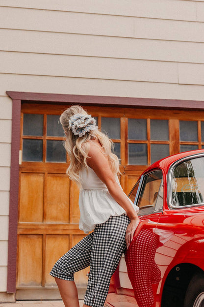 BABY BLUE DENIM LACE CORSET SCRUNCHIE