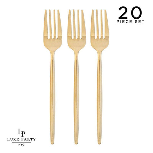 Chic Round Gold Forks | 20 Pieces